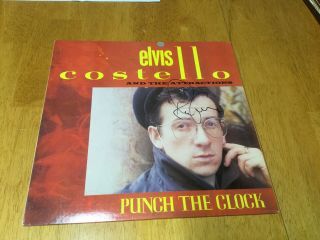 ELVIS COSTELLO AUTOGRAPHED RECORD ALBUM COVER PUNCH THE CLOCK SIGNED MUSIC 2