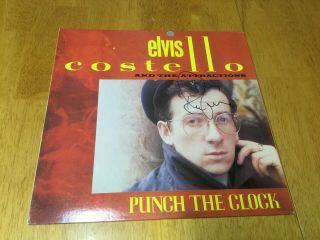 ELVIS COSTELLO AUTOGRAPHED RECORD ALBUM COVER PUNCH THE CLOCK SIGNED MUSIC 6