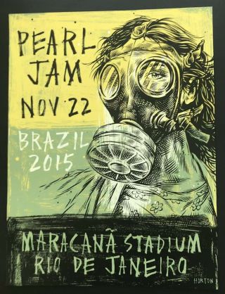 Pearl Jam Concert Poster - Signed/ ’d 59/100 - 11.  22.  15 Rio De Janeiro Brazil