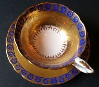 Royal Stafford Tea Cup And Saucer - Very Wide Mouth & Heavy Gold