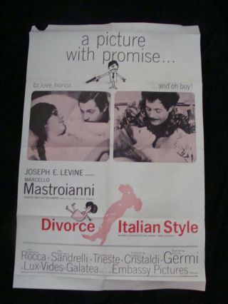 Divorce Italian Style Movie Poster Marcello Mastroianni One Sheet