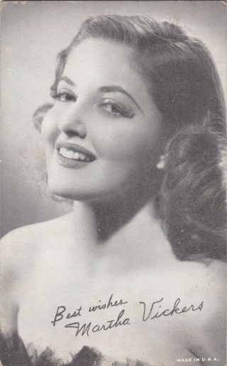 Martha Vickers - Hollywood Movie Star/actress 1940s Arcade/exhibiit Card