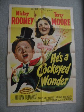 He’s A Cockeyed Wonder Mickey Rooney 1950 27x41 Originial Movie Poster 50/522