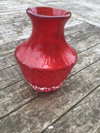 Whitefriars Pot Bellied Glass Vase Pattern Number 9832 Geoffrey Baxter Ruby