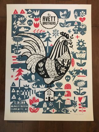 The Avett Brothers 12/30/18 Charlotte Nc Vip Poster By Kat Lamp 2018 Bojangles