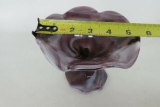 Imperial Slag Glass Purple White Swirl Hexagon Base Ruffled Rim Compote 1271B 3