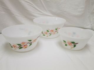 Vintage Fire King Peach Blossom Mixing/serving Bowls Set Of 3