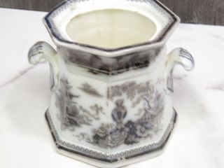 W.  Adams Jeddo Flow Black Mulberry Covered Sugar Bowl Jar Antique Ironstone 6