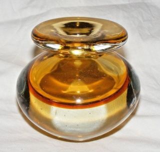 Vintage Murano Glass Sommerso Geode Baluster Bud Vase Amber Clear 1960 