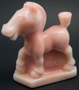 Vintage Heisey Fenton 1990 Rosalene Pink Oscar Sparky Plug Horse Hca