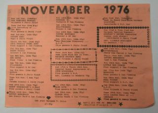 Marquee Club Listings Vintage 1976 Punk Flyer The Stranglers Suicide Fab Poodles