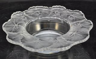 Lalique Honfleur Geranium Leaf Clear And Frosted Signed Glass Bowl