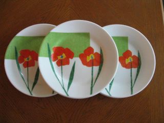 Set Of 8 Corelle Luxe " Fiore Green " Salad Plates - Scarce &