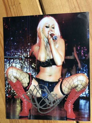 Christina Aguilera Hand Signed 10x8 Photo Sexy
