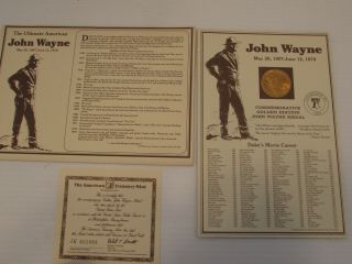 Set Of 9 John Wayne Memorial Coins Golden - Edition 1979 Commemorative