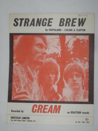 1967 Cream Strange Brew Uk Sheet Music Ginger Baker Eric Clapton