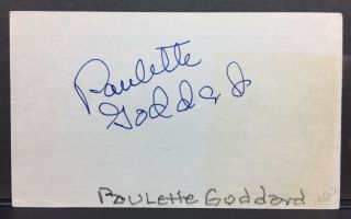 Paulette Goddard Vintage Autograph Signed Card Hollywood Actress Modern Times