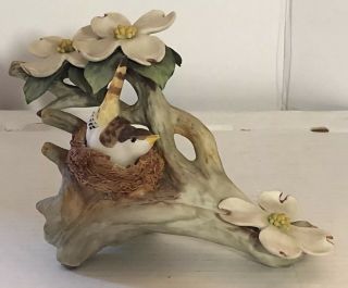 Cybis Porcelain Bisque Wood Wren Dogwood Flower Bird Figurine 336