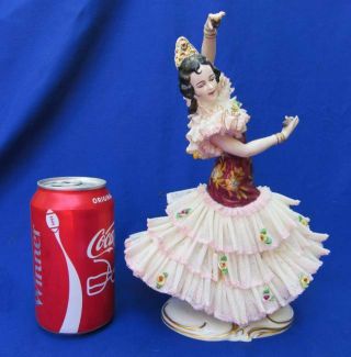 Dresden German Porcelain Irish Lace Figurine Spanish Lady Flamenco Dancer Carmen