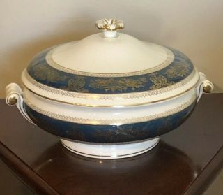 Wedgewood Columbia Blue And Gold Bone China Serving Bowl - Vintage