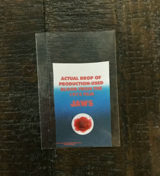 Jaws 1975 Authentic Drop Of Production Prop Blood 2 X 3 Card With Documents