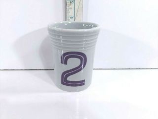 Vtg Fiesta Gray Juice Tumbler Cup With Rare Number Two " 2 " Graphic - Fiestaware
