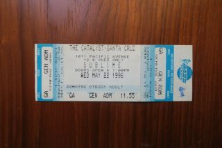 1996 Sublime Ticket Stub 05 - 22 - 1996 The Catalyst In Santa Cruz Ca