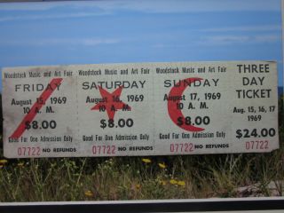 3 Day 1969 Woodstock Ticket 50th Anniversary Of Woodstock