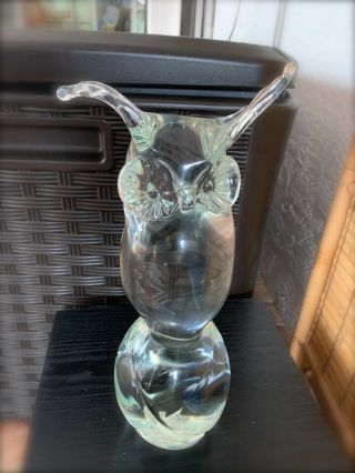 Vintage Murano L Zanetti Art Glass Large Owl Bird Sculpture/ Statue 13.  5 "