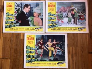 3 Lobby Cards 11x14: Meet Me After The Show (1951) Betty Grable