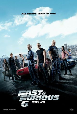 Fast & Furious 6 Theater 27x40 Double Sided Movie Poster 2013