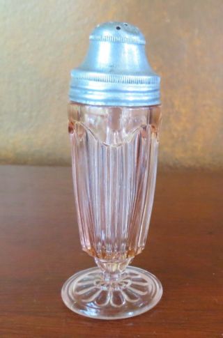 Anchor Hocking Colonial Knife & Fork Pink Glass Aluminum Top Shaker