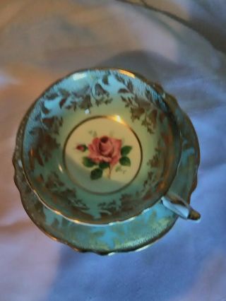 Paragon Bone China Teal And Gold Cup And Saucer Rose Marking A3761