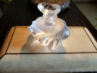 Estate Vtg Lalique France Frosted & Clear Crystal Perfume Bottle Signed W/label
