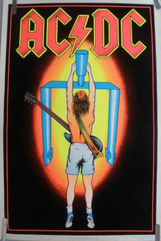 Rare Ac/dc Flick Of The Switch 1983 Vintage Blacklight Music Poster