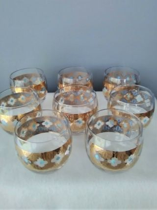 8 Mcm Vtg Culver 22k Gold Lowball Old Fashioned Whiskey Glasses/barware Vgc