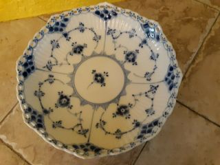 Royal Copenhagen Blue Fluted Laced Compote Cake Dish 1023 Signed 1st Quality
