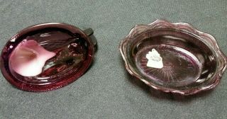 1950 ' s FENTON Glass Amethyst Hen on Nest w/ Milk Glass Head 3