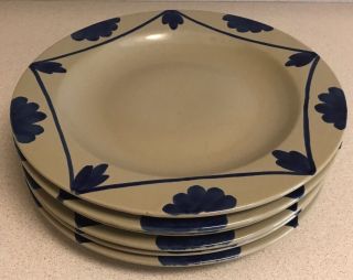 Set Of 6 Cantagalli Hand Painted Blue Dinner Plates Florence Italy 10.  25 "