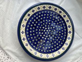 Set Of 2 Boleslawiec Polish Pottery Stoneware 11” Dinner Plates Blue & White P/o