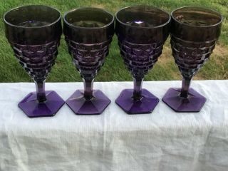 Deep Purple Fostoria American Pattern 6 3/4” 10 Oz Water Goblets