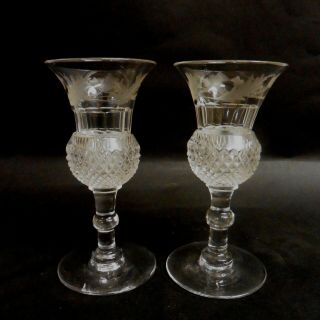 Old Style Edinburgh Crystal Thistle Pattern Cordial Liquor Glasses