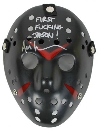Ari Lehman Friday The 13th " First F Jason " Signed Black Jason Mask Bas