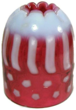 Fenton Stars & Stripes Cranberry Opalescent Fairy Lamp Top Only