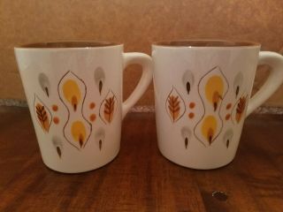 Vintage/mcm Stangl Pottery Amber Glo Set Of 2 Tall Coffee Mugs Rare