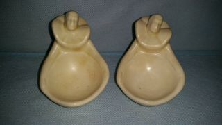 Antique Pair Cowan Pottery Clown Pierrot Nut Dishes Old Ivory Glaze - Signed