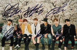Signed Photo Bts Bangtan Boys Jimin Jin Jhope Rm V Jungkook Suga All7 Autograph
