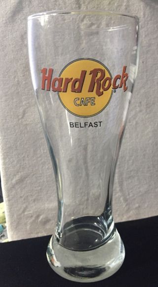 Rare Hard Rock Cafe Belfast Northern Ireland Pilsner/beer Glass Black Letters