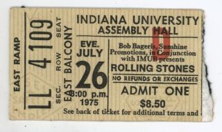 Rare Rolling Stones & The Crusaders 7/26/75 Indiana University Ticket Stub