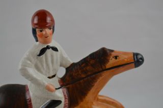 STAFFORDSHIRE JOCKEY ON HORSE CERAMIC STATUE ENGLAND 2